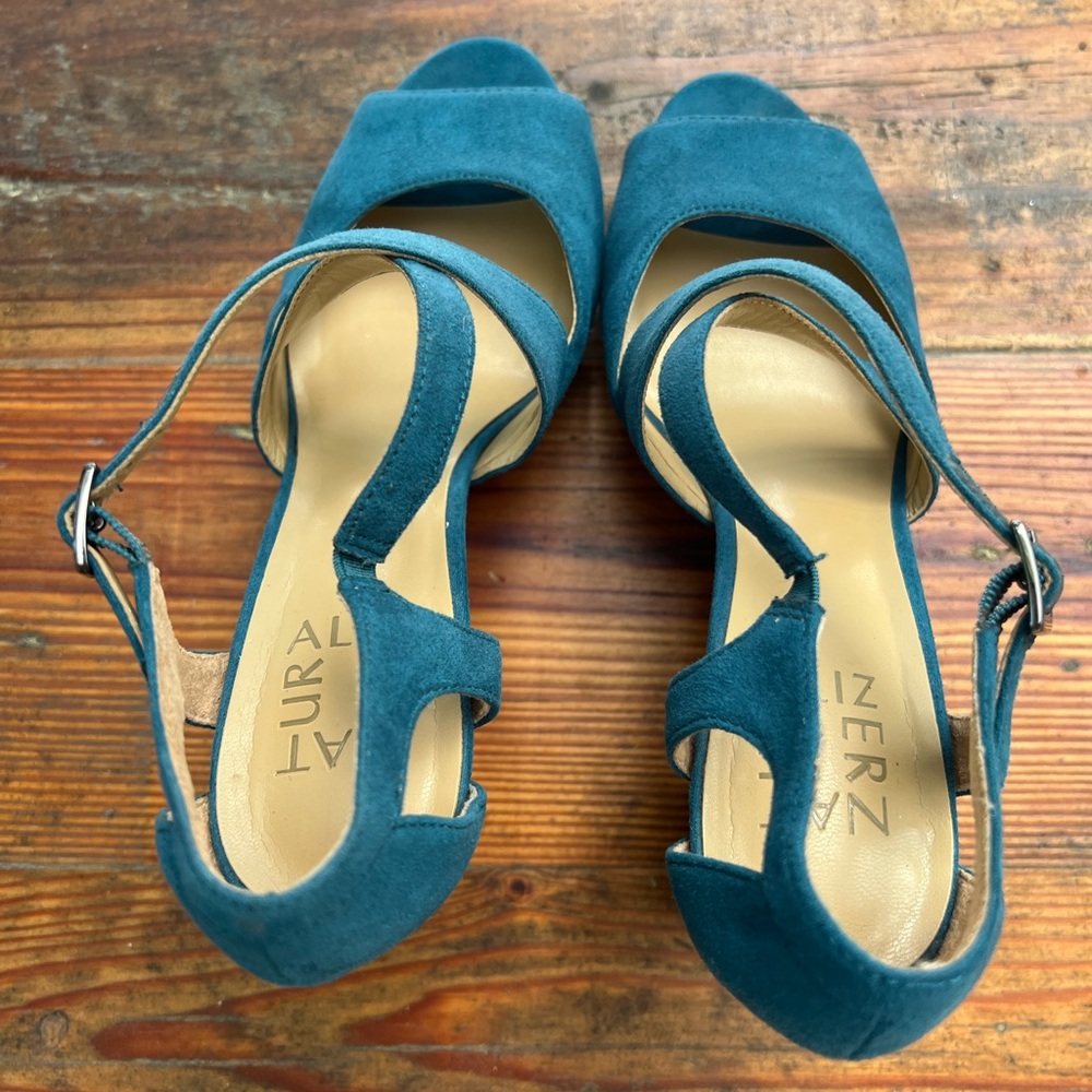 NATURALIZER Teal Platform Chunky Heels Women’s 6.5 - Picture 9 of 11